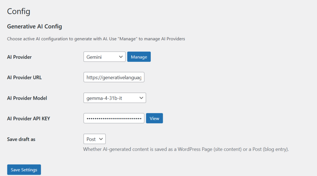 Image that shows EntGenAI configuration screen.