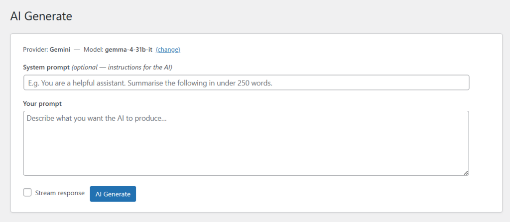 EntGenAI Generate Screen