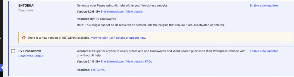 Image of the two plugins in the WordPress dashboard